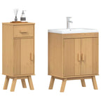 vidaXL Badezimmermöbel-Set mit Regal 2 pcs Braun Massivholz Kiefer