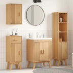 vidaXL Badezimmermöbel-Set mit Regal 4 pcs Braun Massivholz Kiefer