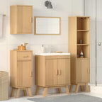 vidaXL Badezimmermöbel-Set mit Regal 4 pcs Braun Massivholz Kiefer