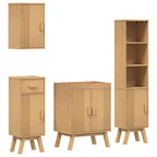 vidaXL Badezimmermöbel-Set mit Regal 4 pcs Braun Massivholz Kiefer