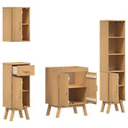 vidaXL Badezimmermöbel-Set mit Regal 4 pcs Braun Massivholz Kiefer