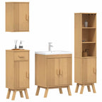 vidaXL Badezimmermöbel-Set mit Regal 4 pcs Braun Massivholz Kiefer