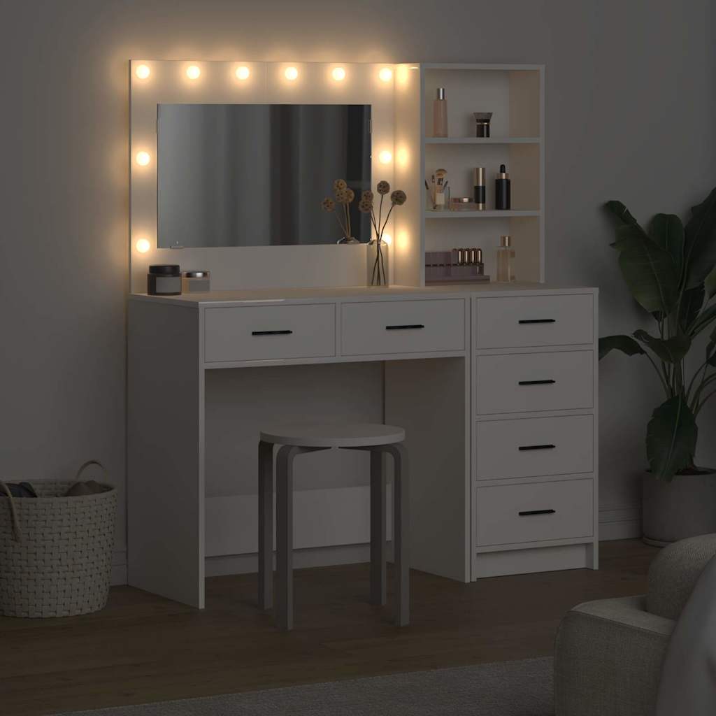 vidaXL Schminktisch mit Regal Weiß 78,5 x 41 x 135 cm Holzwerkstoff