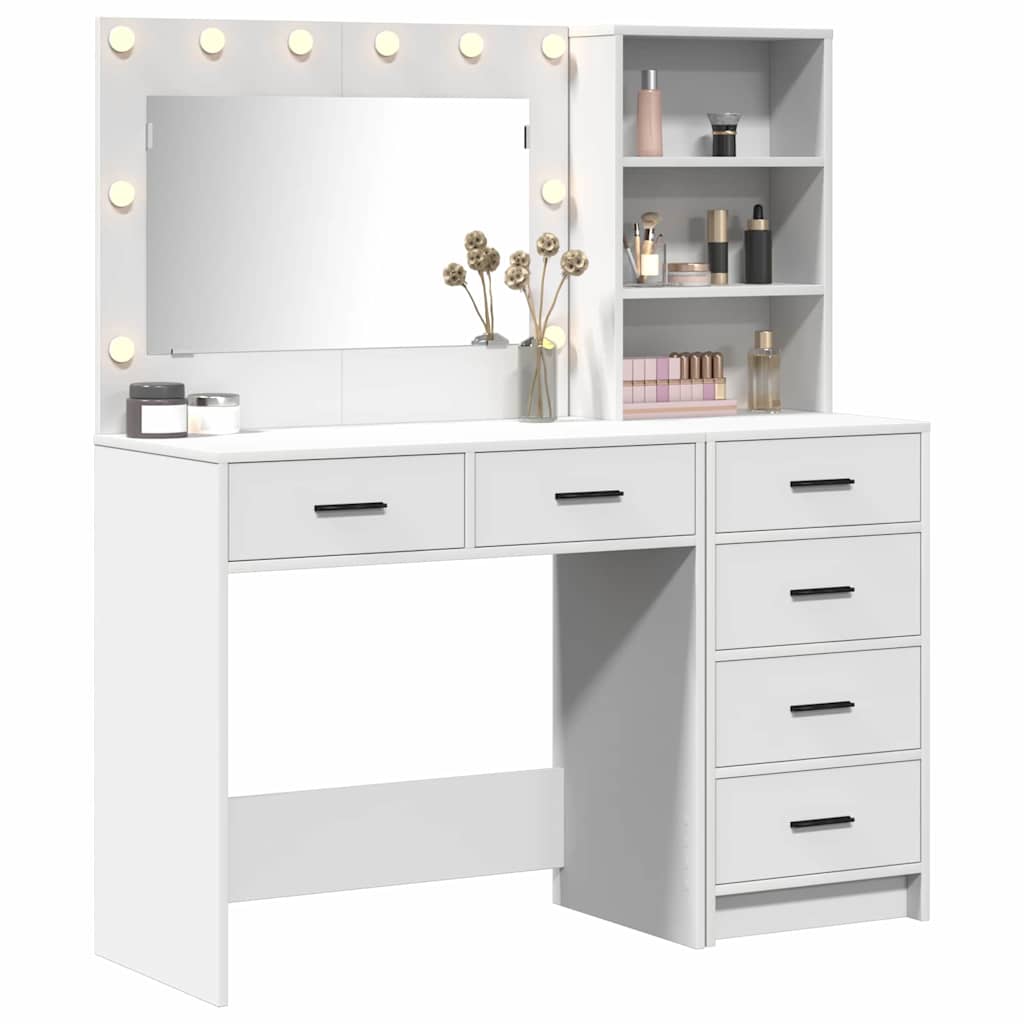 vidaXL Schminktisch mit Regal Weiß 78,5 x 41 x 135 cm Holzwerkstoff