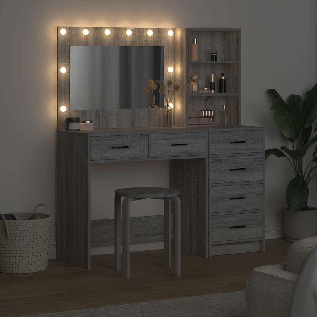 vidaXL Schminktisch Hellgrau 78,5 x 41 x 135 cm Holzwerkstoff