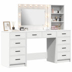 vidaXL Schminktisch mit Spiegelbeleuchtung 3 pcs Weiß Holzwerkstoff