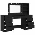 vidaXL Schminktisch mit Regal 3 pcs Schwarz Eichen-Optik Holzwerkstoff