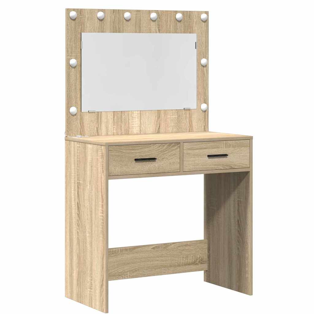 vidaXL Schminktisch mit Schubladen 3 pcs Sonoma-Eiche Holzwerkstoff