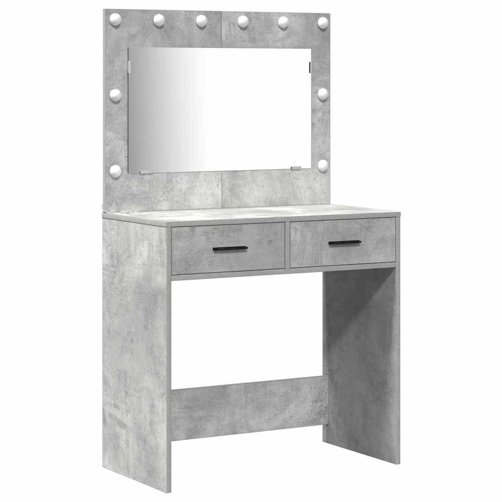 vidaXL Schminktisch mit Schubladen 3 pcs Beton Grau Holzwerkstoff