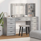 vidaXL Schminktisch mit Schubladen 3 pcs Graues Sonoma Holzwerkstoff