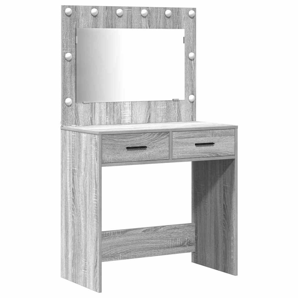 vidaXL Schminktisch mit Schubladen 3 pcs Graues Sonoma Holzwerkstoff