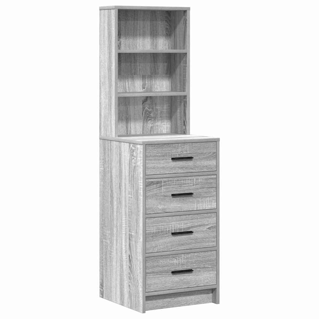 vidaXL Schminktisch mit Schubladen 3 pcs Graues Sonoma Holzwerkstoff