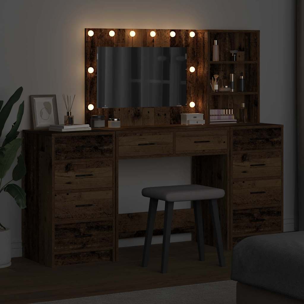vidaXL Schminktisch 3 pcs Braun 40 x 41 x 135 cm Holzwerkstoff