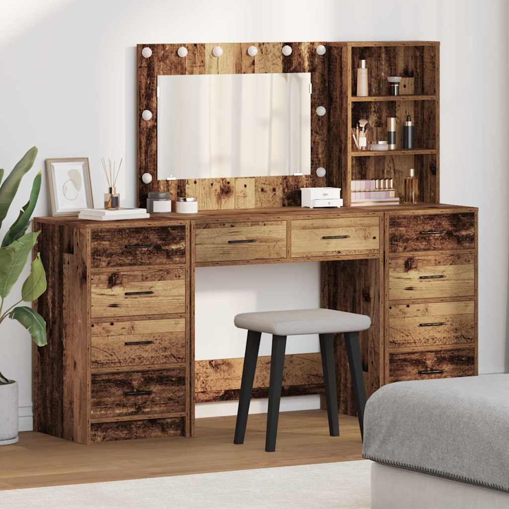 vidaXL Schminktisch 3 pcs Braun 40 x 41 x 135 cm Holzwerkstoff
