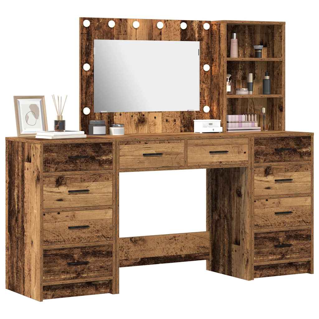 vidaXL Schminktisch 3 pcs Braun 40 x 41 x 135 cm Holzwerkstoff