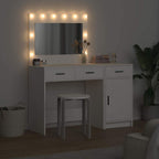 vidaXL Schminktisch mit Spiegelbeleuchtung 2 pcs Weiß Holzwerkstoff