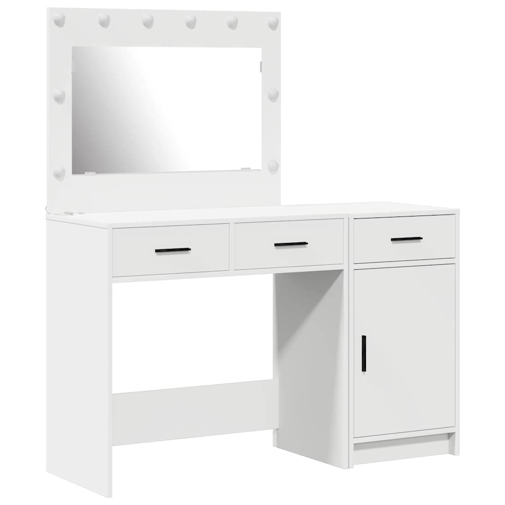 vidaXL Schminktisch mit Spiegelbeleuchtung 2 pcs Weiß Holzwerkstoff