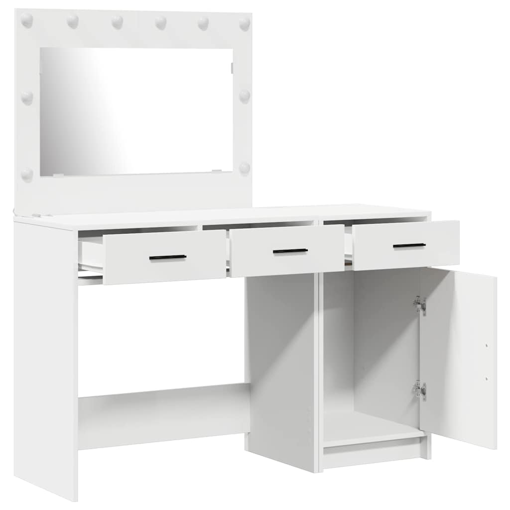 vidaXL Schminktisch mit Spiegelbeleuchtung 2 pcs Weiß Holzwerkstoff
