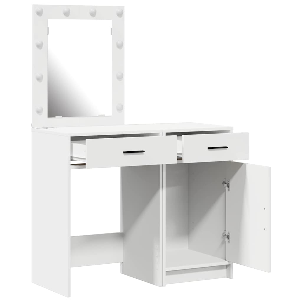 vidaXL Schminktisch mit Tür 2 pcs Weiß 50 x 41 x 135 cm Holzwerkstoff
