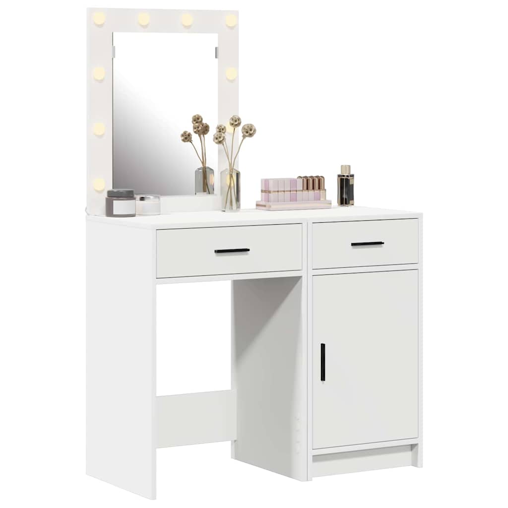 vidaXL Schminktisch mit Tür 2 pcs Weiß 50 x 41 x 135 cm Holzwerkstoff