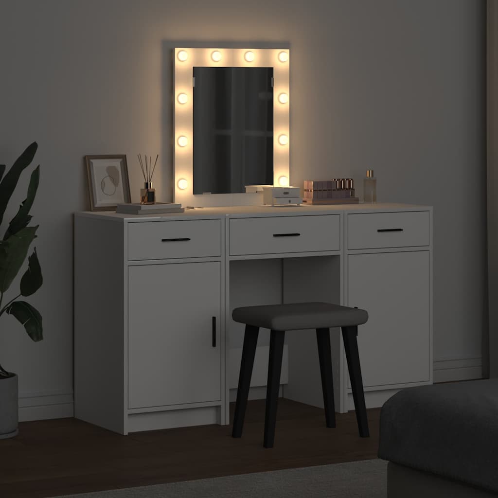 vidaXL Schminktisch mit Schubladen Weiß 50 x 41 x 135 cm Holzwerkstoff