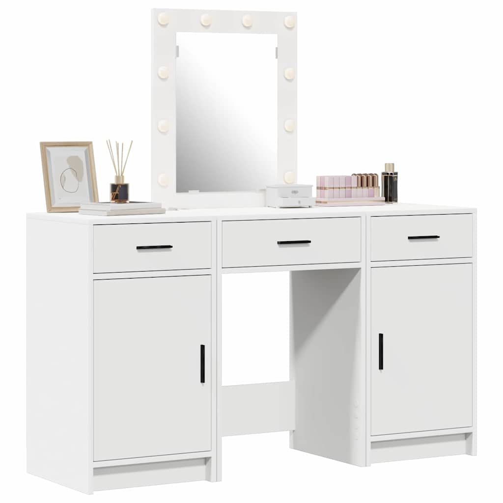 vidaXL Schminktisch mit Schubladen Weiß 50 x 41 x 135 cm Holzwerkstoff