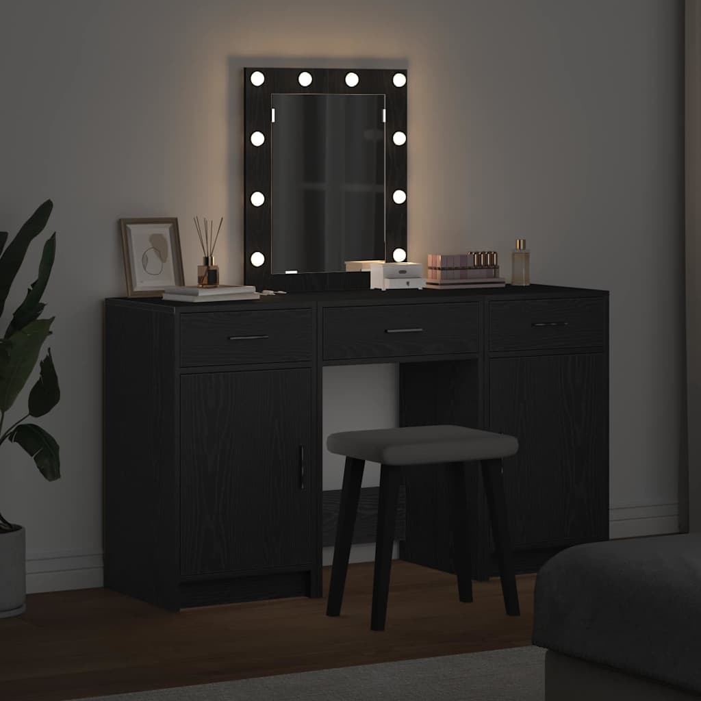vidaXL Schminktisch mit Tür Schwarz 50 x 41 x 135 cm Holzwerkstoff