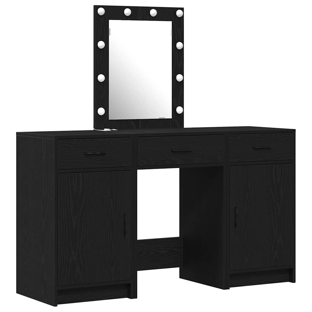 vidaXL Schminktisch mit Tür Schwarz 50 x 41 x 135 cm Holzwerkstoff