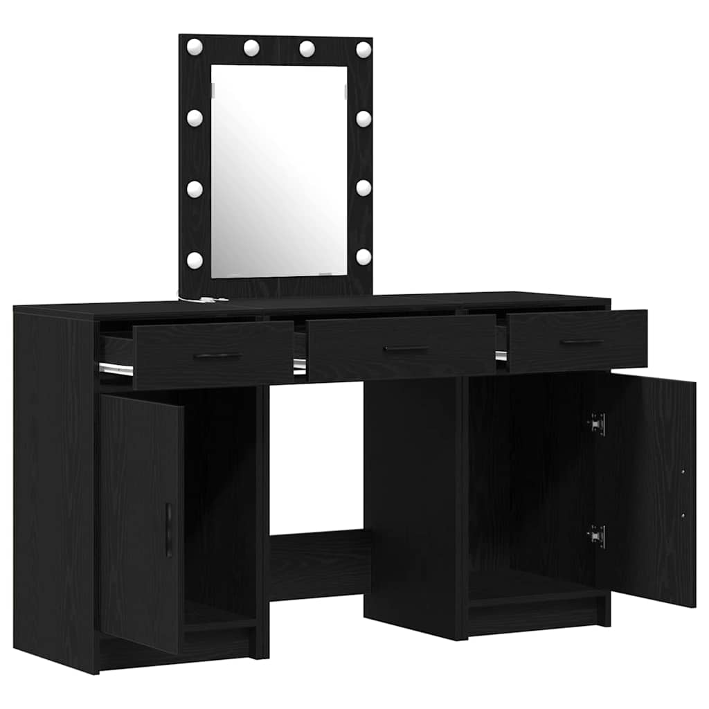 vidaXL Schminktisch mit Tür Schwarz 50 x 41 x 135 cm Holzwerkstoff