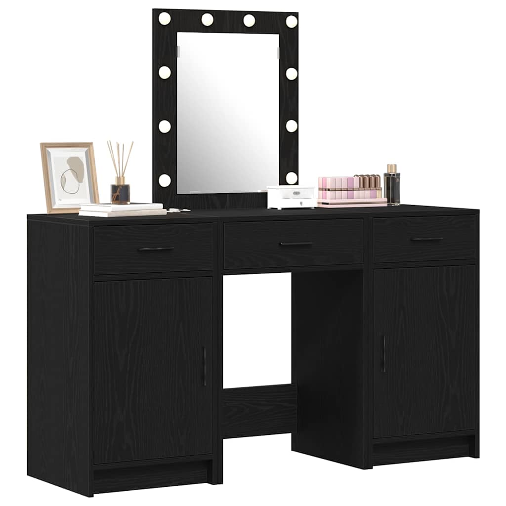 vidaXL Schminktisch mit Tür Schwarz 50 x 41 x 135 cm Holzwerkstoff