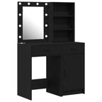 vidaXL Schminktischset mit LED mit Regal 2 pcs Schwarz Eichen-Optik