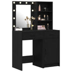 vidaXL Schminktischset mit LED mit Regal 2 pcs Schwarz Eichen-Optik