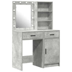 vidaXL Schminktischset mit LED mit Tür 2 pcs Beton Grau Holzwerkstoff