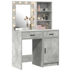 vidaXL Schminktischset mit LED mit Tür 2 pcs Beton Grau Holzwerkstoff