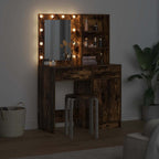 vidaXL Schminktischset mit LED 2 pcs Geräucherte Eiche Holzwerkstoff