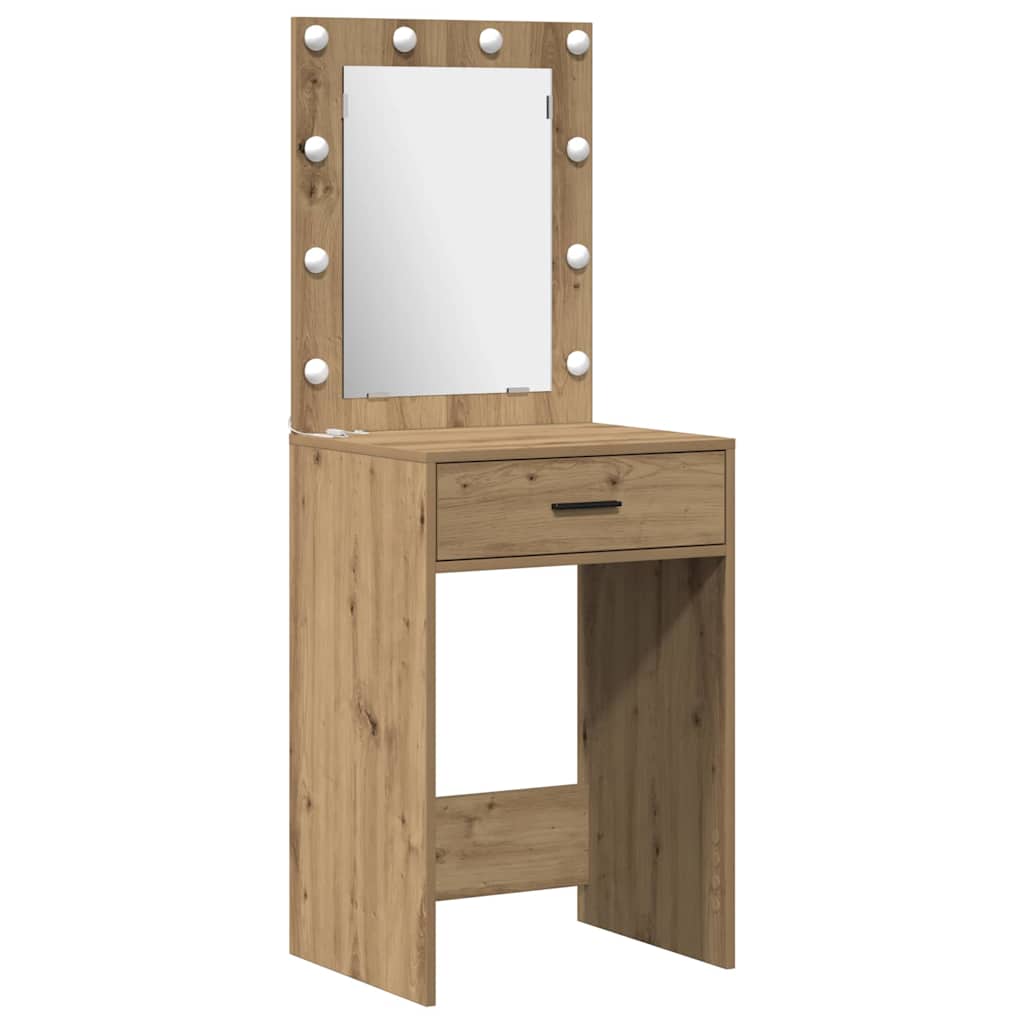 vidaXL Schminktischset mit LED 2 pcs Artisan-Eiche Holzwerkstoff