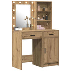 vidaXL Schminktischset mit LED 2 pcs Artisan-Eiche Holzwerkstoff