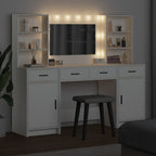 vidaXL Schminktischset mit LED mit Schubladen 3 pcs Weiß Holzwerkstoff
