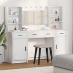 vidaXL Schminktischset mit LED mit Schubladen 3 pcs Weiß Holzwerkstoff