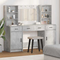 vidaXL Schminktischset mit LED mit Tür 3 pcs Beton Grau Holzwerkstoff