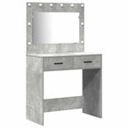 vidaXL Schminktischset mit LED mit Tür 3 pcs Beton Grau Holzwerkstoff