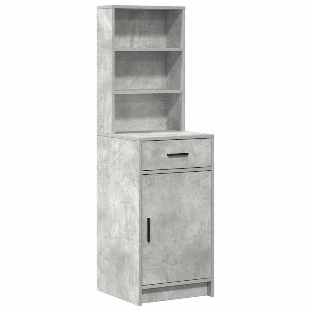 vidaXL Schminktischset mit LED mit Tür 3 pcs Beton Grau Holzwerkstoff