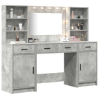 vidaXL Schminktischset mit LED mit Tür 3 pcs Beton Grau Holzwerkstoff