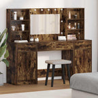 vidaXL Schminktischset mit LED 3 pcs Geräucherte Eiche Holzwerkstoff