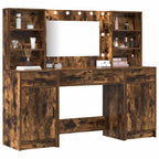 vidaXL Schminktischset mit LED 3 pcs Geräucherte Eiche Holzwerkstoff
