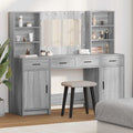 vidaXL Schminktischset mit LED 3 pcs Graues Sonoma Holzwerkstoff