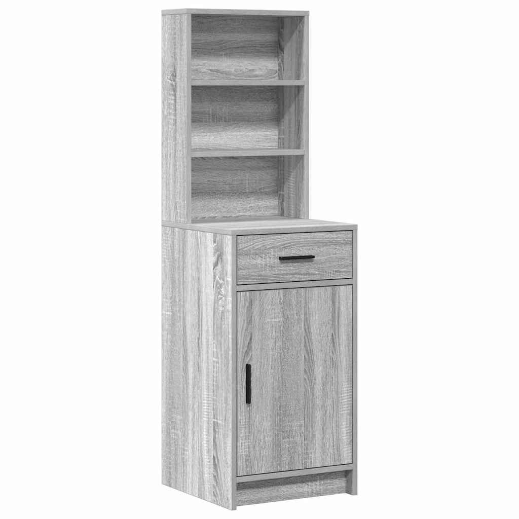 vidaXL Schminktischset mit LED 3 pcs Graues Sonoma Holzwerkstoff