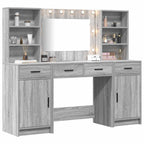 vidaXL Schminktischset mit LED 3 pcs Graues Sonoma Holzwerkstoff