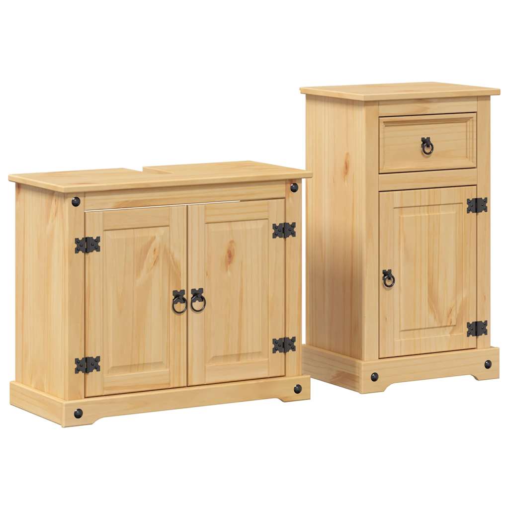 vidaXL 2-teiliges Badmöbel-Set "Corona" Massivholz Kiefer