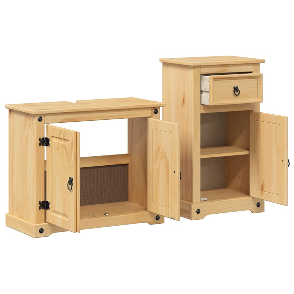vidaXL 2-teiliges Badmöbel-Set "Corona" Massivholz Kiefer
